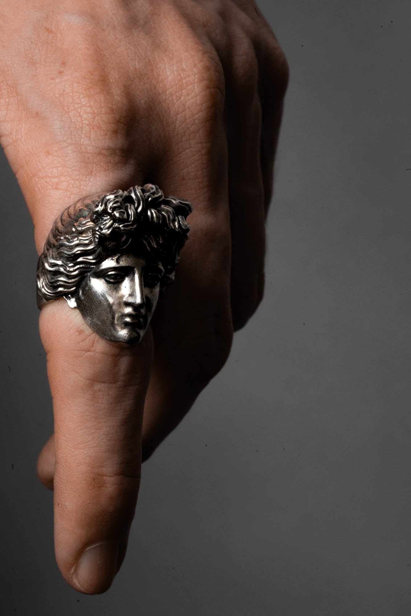 Apollon Ring Sterling Silver Package worn on a finger