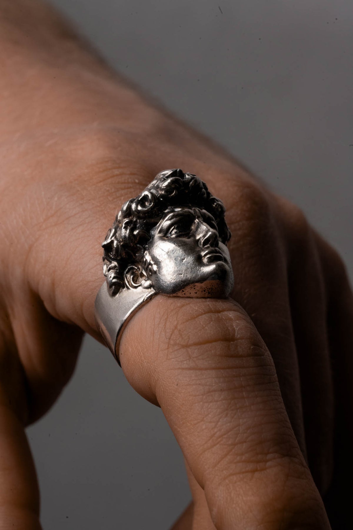 Michelangelo's David Ring Sterling Silver worn on the Finger