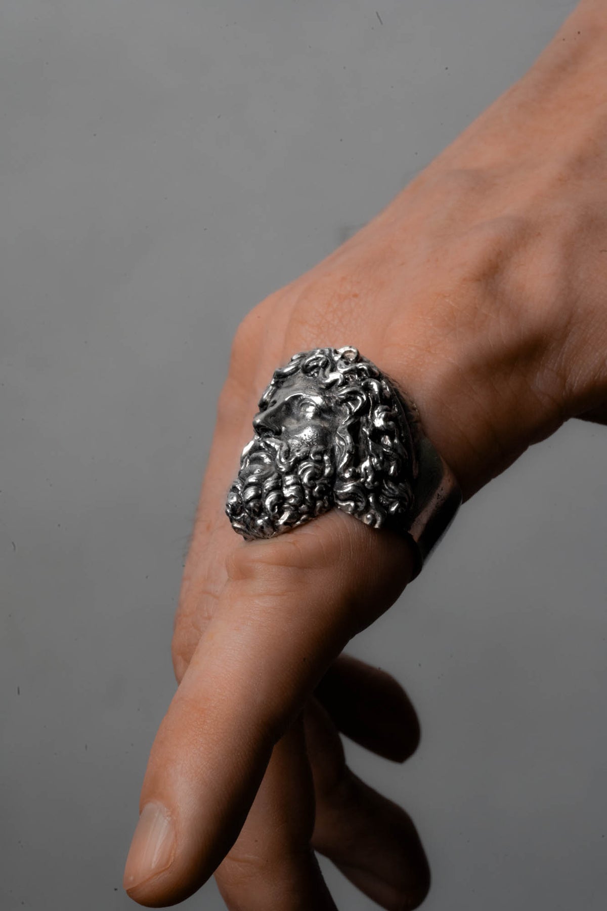 Zeus Ring Sterling Silver worn on Finger